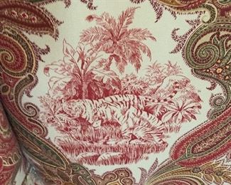 Animal print wing back chair