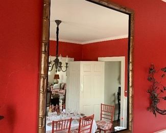 Very large mirror, gold bamboo frame