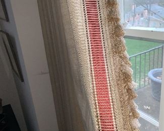 Huge linen drapes with pair of matching Roman shades