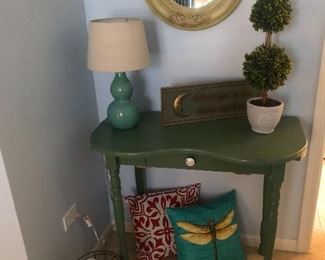 Green Desk, Lamp, Mirror