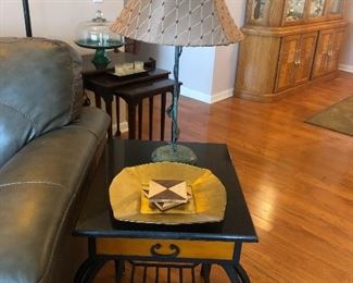 End Table, Green Lamp