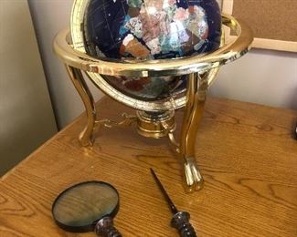 Inlaid Globe, Antique Desk Set