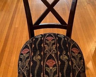 One of 8 matching chairs w/ beautiful upholstery