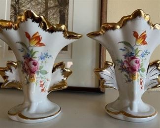 Limoges hand painted vases - lots of gold