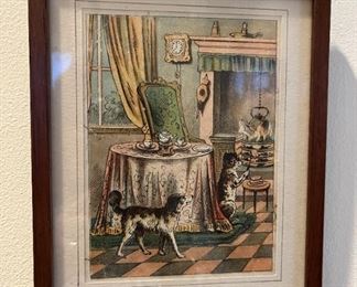 Small hand colored etching