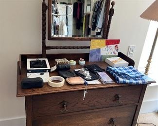 English oak dresser with swivel mirror