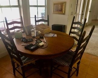 Round table
Ladder back chairs