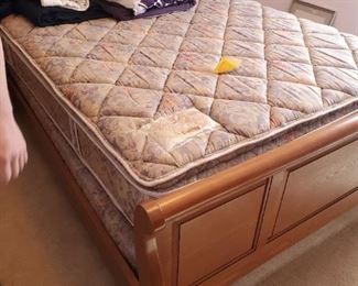 2nd Queen mattress set, also very clean, panel headboard and footboard