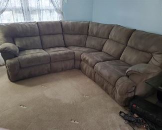 Mint curved recliner sofa, on each end