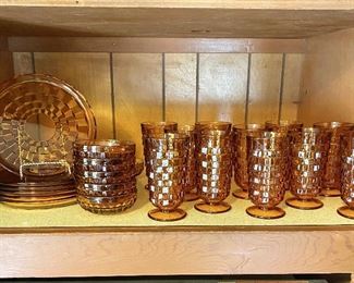 Vintage Indiana Glass Amber Cubist