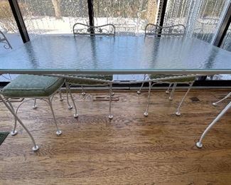 Vintage White Metal Dining Table & 6 Chair Set. Photo 1 of 5.