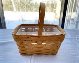 Signed 2000 Longaberger Basket with Condiment / Utensil Caddy Insert. Photo 1 of 3.