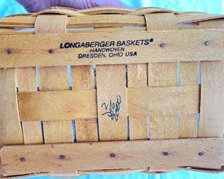 Signed 2000 Longaberger Basket with Condiment / Utensil Caddy Insert. Photo 3 of 3.