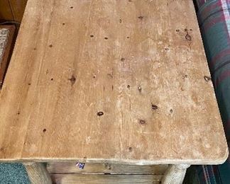 Vintage Solid Pine Side Table. Measures 23" x 30" D x 24" H. Photo 3 of 3.