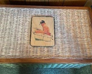 Painted Wicker Storage Box with Angler Motif - 2 Available. The Large Measures 24" W x 14" D x 14" H. The Small Measures 17" W x 13" D x 14" H. Photo 3 of 3.