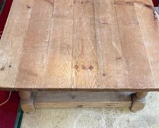 Vintage Solid Pine Cocktail / Coffee Table. Measures 48" W x 30" W x 17" H.