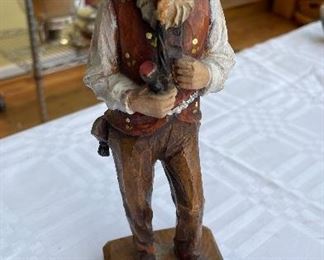 Vintage Hand-Carved Wood Figurine with W. u. M. Heinzeller Sticker. Photo 1 of 2.