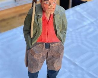 Vintage Hand-Carved Wood Figurine Signed By Artist. Photo 1 of 2.