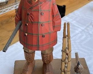 Vintage Hand-Carved Swedish Hunter & Fishermen Figurines Signed By Artist. Photo 1 of 4.