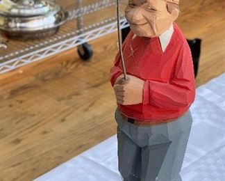 Vintage Hand-Carved Swedish Hunter & Fishermen Figurines Signed By Artist. Photo 3 of 4.