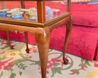 Pair of Queen Anne Curio Glass Display Lift-Top Side Tables. Each Measures 23ʺW × 18ʺD × 24ʺH. Photo 3 of 3.