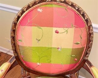 Vintage Victorian Arm Chair in Pink & Green Check Upholstery. Photo 2 of 4.