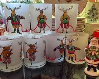 Sample of Vintage Neiman Marcus Holiday Double Old Fashion Glasses. Photo 2 of 2.