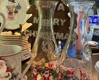 Pair of Christmas Carafes.