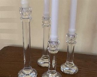 Crystal Candleholders - 3 Pairs in Large, Medium & Small Sizes.
