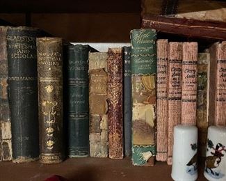 Sample of Vintage Leather Bound Books.