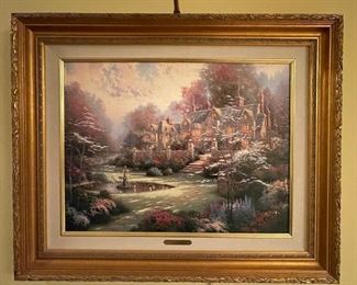 Thomas Kincade, "Gardens Beyond Spring Gate III." Measures 23.5" x 17" Unframed. Photo 2 of 2.