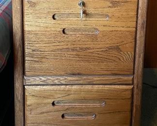 Mid-Century Solid Wood Two-Drawer File Cabinet - 4 Available.