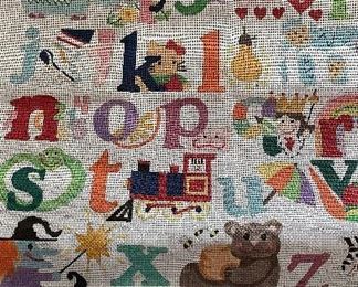 X-Large Hand-Painted Alphabet Needlepoint Canvas.