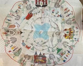 X-Large Winter Village Scene Needlepoint Canvas.