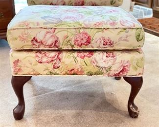 Floral Upholstered Ottoman. Measures 24" X 17" x 19" H. Photo 1 of 2.