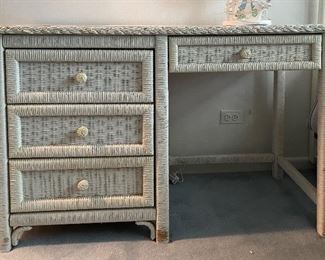 Vintage Henry Link Wicker Desk. Measures 47" W x 19" D. Photo 1 of 2.