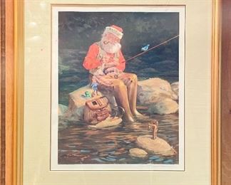 Sample of Signed & Numbered Santa Lithographs by Tom Browning. Photo 1 of 4.