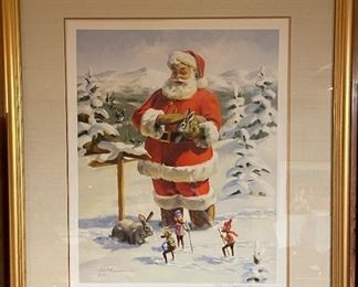 Sample of Signed & Numbered Santa Lithographs by Tom Browning. Photo 3 of 4.