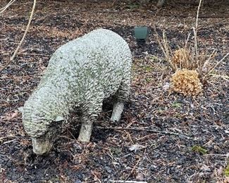 Cast Stone Lamb Garden Statue.