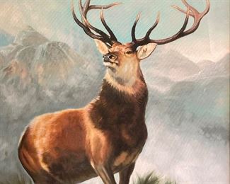 Stag Oil Signed by Artist. Measures 19.5" x 23". Photo 1 of 2.