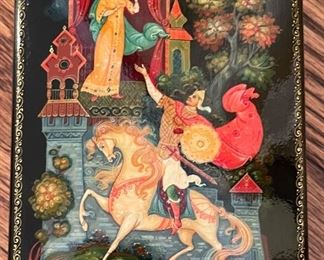 Sample of Vintage Signed Russian Lacquer Hand - Painted Palekh Boxes. Photo 3 of 5.