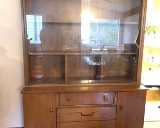 MCM Style China Cabinet (64in Tall x 48.3/4in W, Base is 17.1/4in D, Top Hutch is 12in D)
