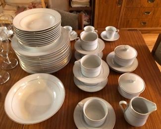 Sakura Radiance China (11 Plates, 10 Salad/Bowls, 5 Cups and Saucer Sets, 2 Sugar Bowls, 1 Creamer, 1 Serving Bowl)