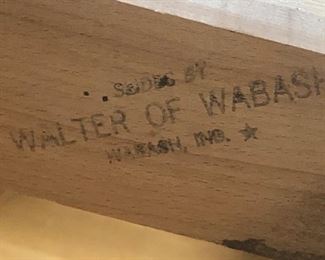 Walter Wabash stamp on table slider bar.