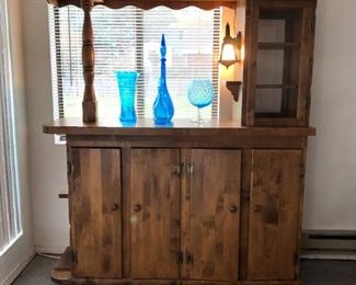 Bar Cabinet 62in W x 20in D and 73in H.