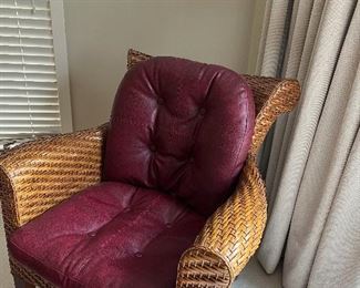 Tommy Bahama - rattan chair with leather cushions