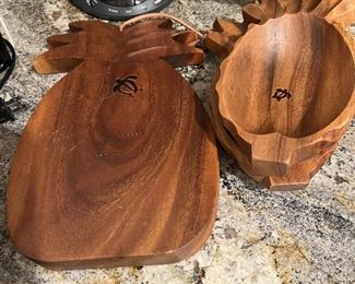 Monkey Pod wood - cheese board and nut bowls - made in Hawaii