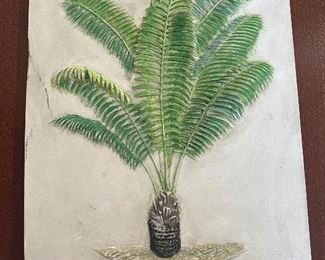"Hen Feathers" fern plaque