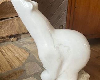 One of a kind - hand carved "Yule Marble" from Colorado - Polar Bear "Standing Bear" by Gert Olson.  