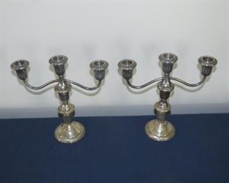 WEIGHTED STERLING CANDELABRAS.